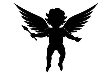 cupid silhouette black vector icon