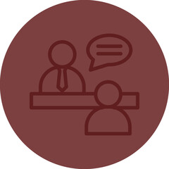User Interview Vector Line Maroon Circle Maroon