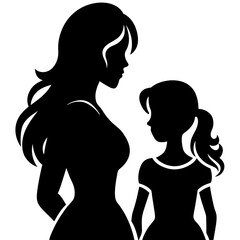 mother and daughter silhouette