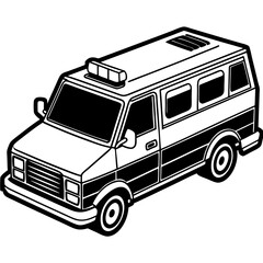 ambulance vector silhouette on white background