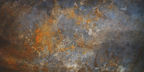 Old metal texture with a rusty surface. Rusted background. Grunge background. Banner. 