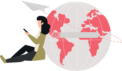 The girl is using the internet.