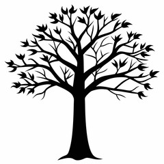 Obraz premium vector silhouette of a line art tree on white background
