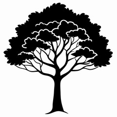 Fototapeta premium vector silhouette of a line art tree on white background