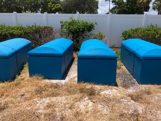 military caskets at cemetery 