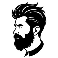 silhouette of hipster man head white background