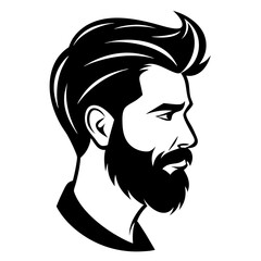 silhouette of hipster man head white background
