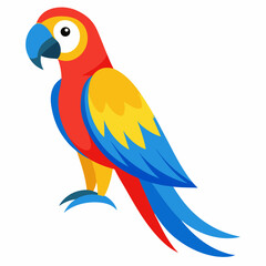 Magnificent Macaw boasts striking blue, yellow and red feathers, real looking full body image, white background