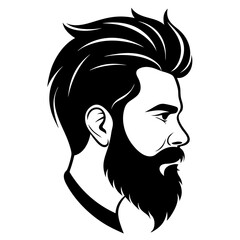 silhouette of hipster man head white background