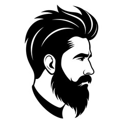 silhouette of hipster man head white background