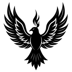 Bird with ablaze wings vector silhouette
