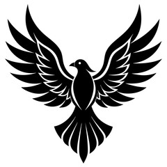 Bird with ablaze wings vector silhouette