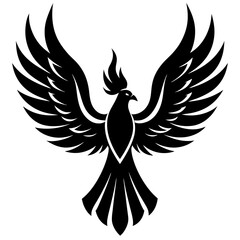 Bird with ablaze wings vector silhouette