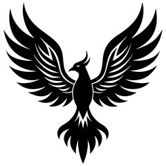 Bird with ablaze wings vector silhouette