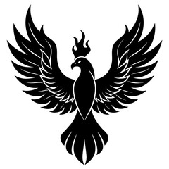 Bird with ablaze wings vector silhouette