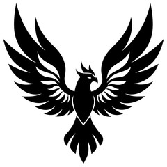 Bird with ablaze wings vector silhouette