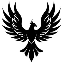 Bird with ablaze wings vector silhouette