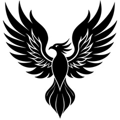 Bird with ablaze wings vector silhouette