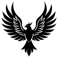 Bird with ablaze wings vector silhouette