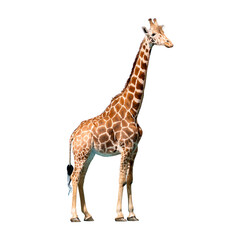 Naklejka premium giraffe standing tall isolated on transparent background