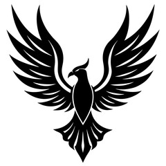 Bird with ablaze wings vector silhouette