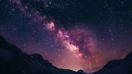 Naklejka premium Milky Way Over Mountain Range