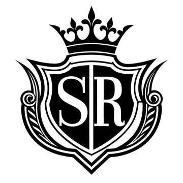 recommend clip art: SR logo with crown shape design template vector silhouette 