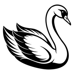 Mute swan vector silhouette 