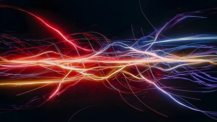 Lively conceptual light streaks red, blue, yellow, and purple, getting across a dull pattern