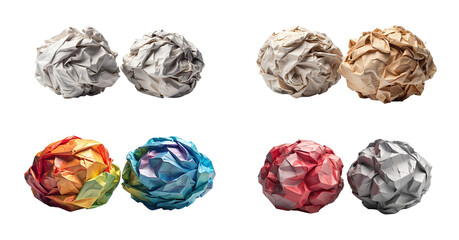 Detailed Crumpled Paper Balls Collection with a Transparent Background &ndash; Perfect for Textures and Stationery Graphics
