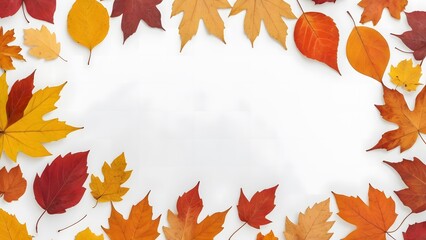 
Beautiful autumn leaves frame-composition, autumn backdrop with colorful foliage. Autumn colorful background, fall backdrop with blank copy-space.
