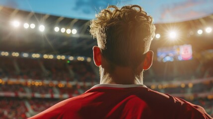 Obraz premium Soccer player stadium background generative ai