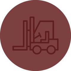 Forklift Vector Line Maroon Circle Maroon