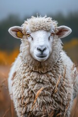 Obraz premium Striking Portrait of a Black-Headed Dorper Sheep in the Field