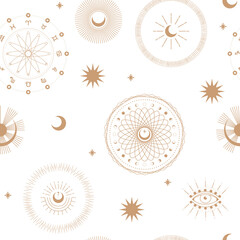 illustration set of moon phases. Different stages of moonlight activity in vintage engraving style. Zodiac Signs	