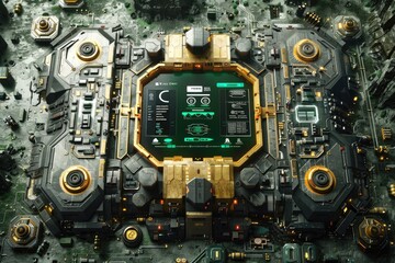 Futuristic Tech Interface -  Cyberpunk Motherboard Design