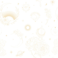 illustration set of moon phases. Different stages of moonlight activity in vintage engraving style. Zodiac Signs	