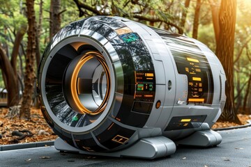 Futuristic Pod in a Forest Setting