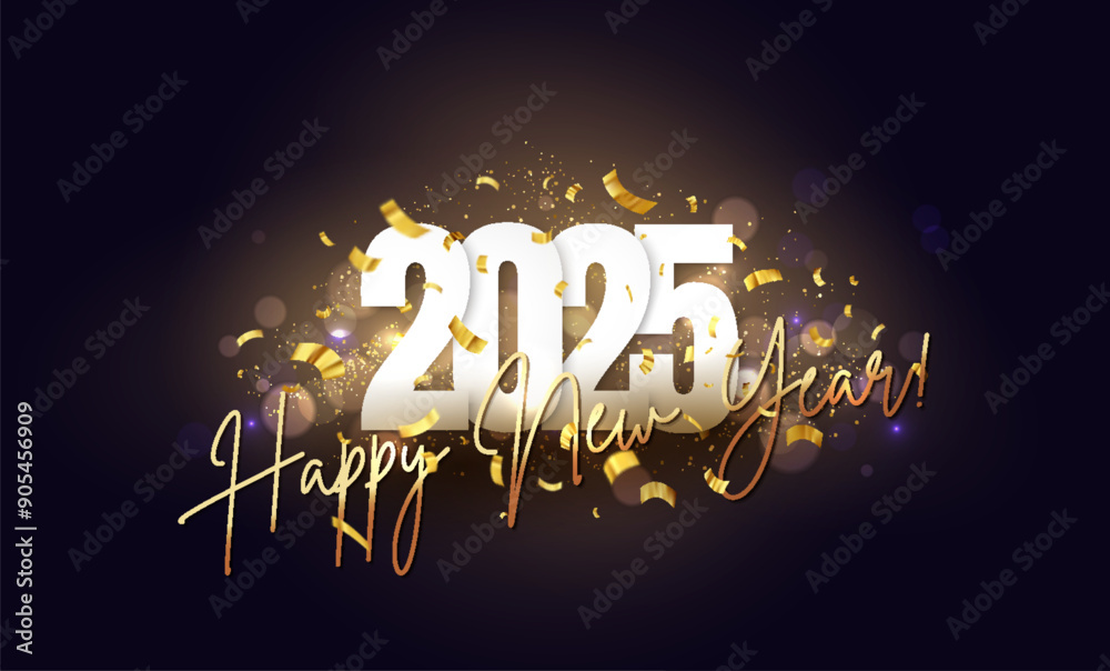 Poster 2025 new year abstract shiny color gold design element