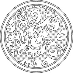 Sketch vector illustration silhouette design decorative ornament mandala rosette classic vintage floral european