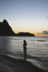 Fototapeta premium Kauai Hawaii sunset on the beach