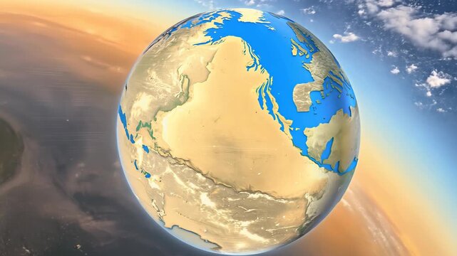 Globe with the word Climate action next to a thermometer. Concept: climate action and environmental protection