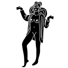 Fototapeta premium illustration set of moon phases. Different stages of moonlight activity in vintage engraving style. Zodiac Signs 