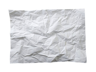 Crumpled white paper, close-up isolated on transparent background.
