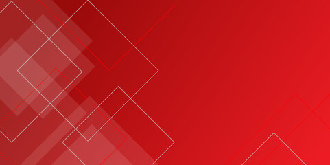 Modern and minimal concept white and red lines abstract square background. Geometric pattern with layers of transparent material in squares shapes template design for business, presentation, banner.