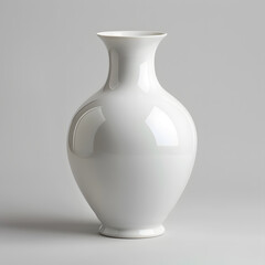 White ceramic vase isolated on grey background