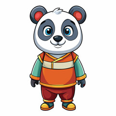Cartoon Panda in Traditional Chinese Clothing