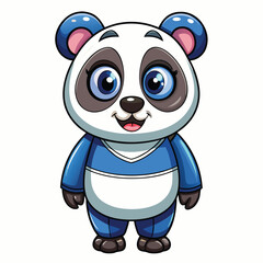 Cartoon Panda in Blue Outfit Smiling