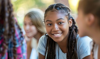 Fototapeta premium Volunteers mentoring at-risk youth, providing guidance and support