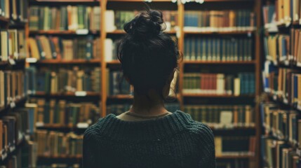 Writer in the background of a library generative ai